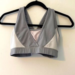 Thread 4 Thought, White & Gray Sports Bra, Size M, Good Used Condition
